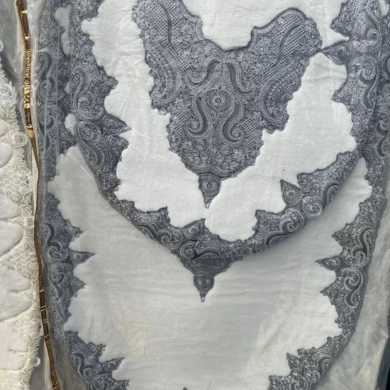 Cream on Grey Lace Bath Mat Exclusive Limited Edition